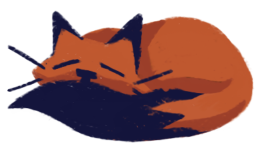 Illustrated orange fox sleeping in a curled position